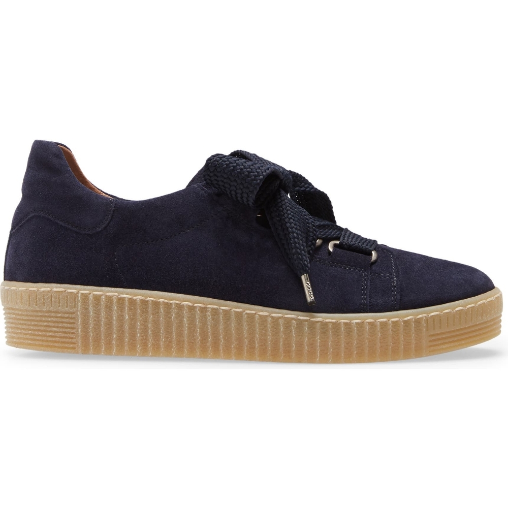 Gabor Navy Suede Platform Sneakers with Gum Sole - Picture 3 of 11